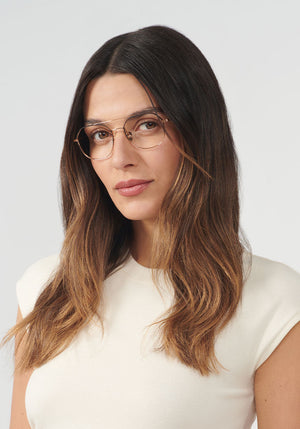 KREWE - MESA | Matte Black Fade + Rose Gold Handcrafted, luxury titanium eyeglasses womens model | Model: Olga