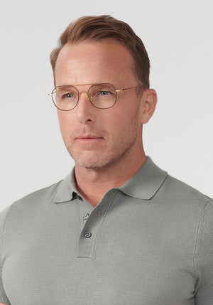 KREWE - MESA | Matte Black + 18K Handcrafted, luxury titanium eyeglasses mens model | Model: Tim
