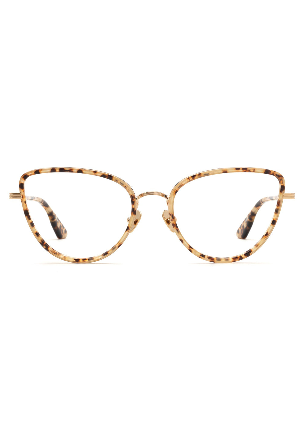 MIA | 18K Titanium + Esox Handcrafted, luxury brown tortoise acetate and metal cat-eye KREWE eyeglasses