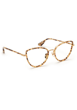 MIA | 18K Titanium + Esox Handcrafted, luxury brown tortoise acetate and metal cat-eye KREWE eyeglasses