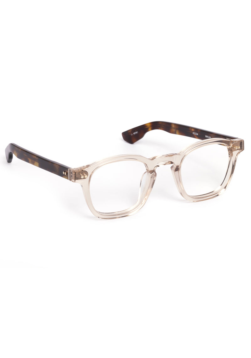 MIKAH | Buff + Havana handcrafted, luxury clear acetate eyeglasses