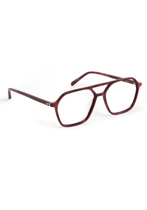 MOORE | Bordeaux Handcrafted, luxury red acetate aviator KREWE eyeglasses