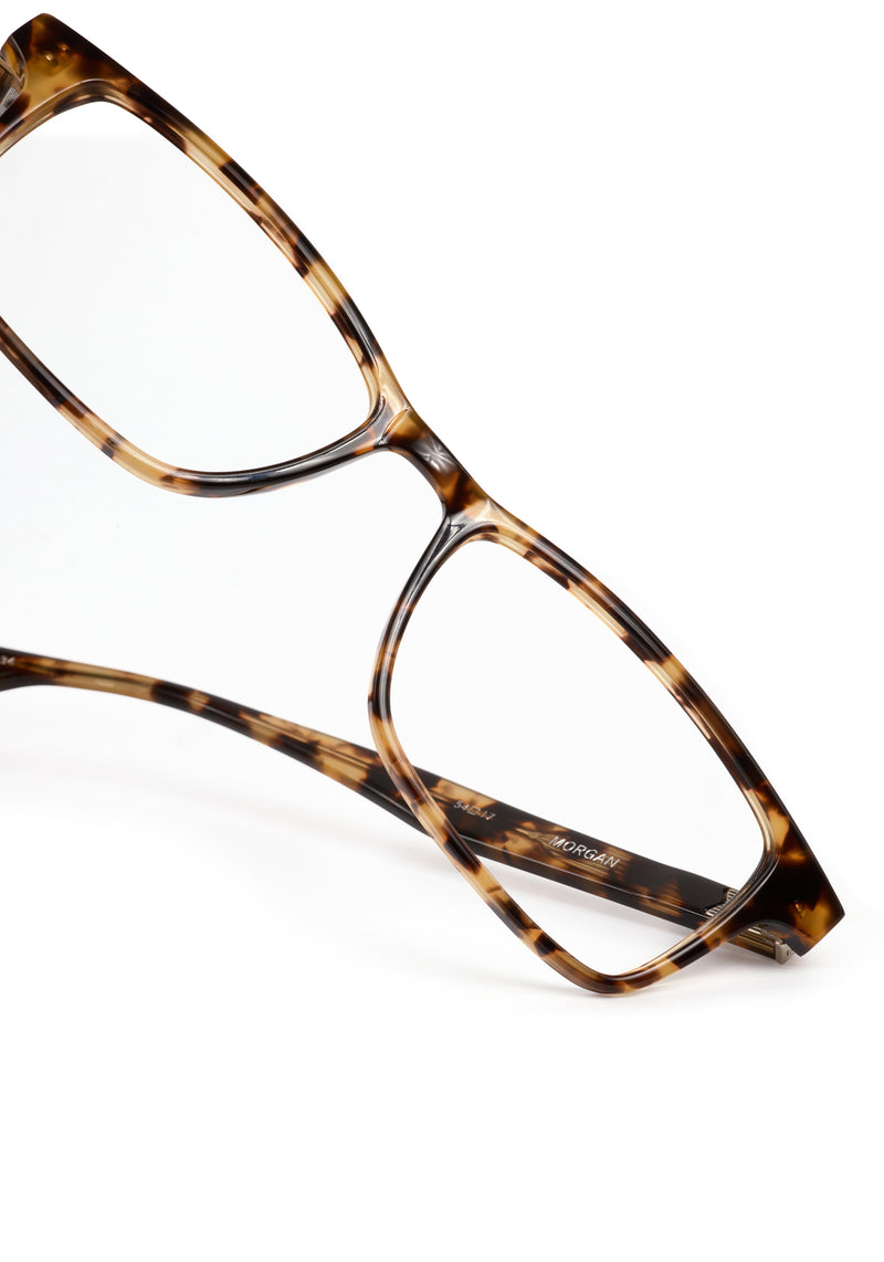 MORGAN | Nikko Tortoise Handcrafted, luxury brown and yellow tortoise acetate rectangular KREWE eyeglasses 