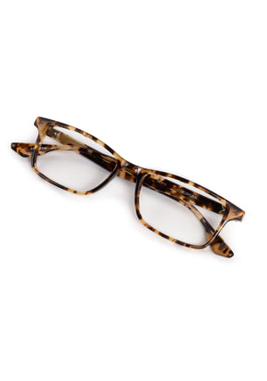 MORGAN | Nikko Tortoise Handcrafted, luxury brown and yellow tortoise acetate rectangular KREWE eyeglasses 
