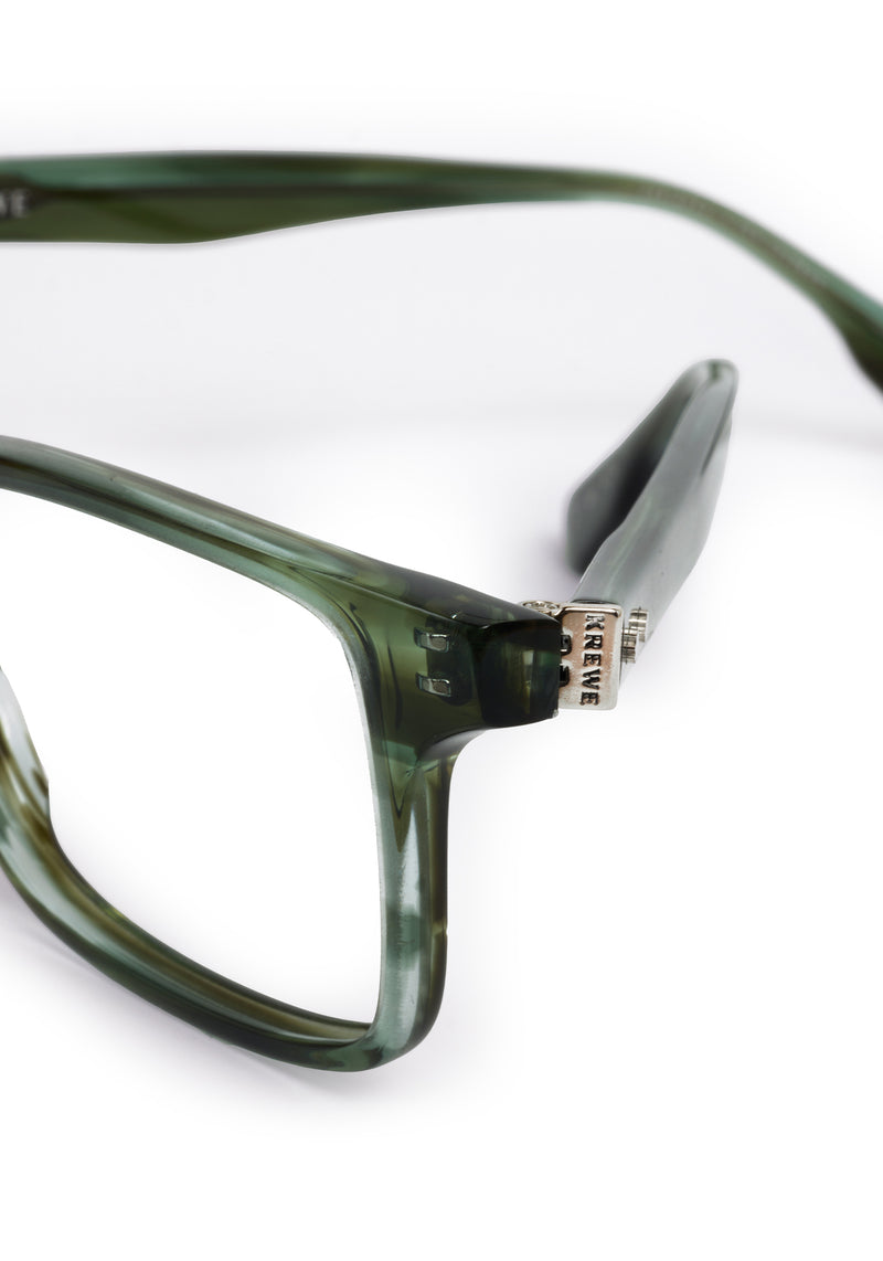 MORGAN | Reed Handcrafted, luxury green tortoise acetate rectangular KREWE eyeglasses 
