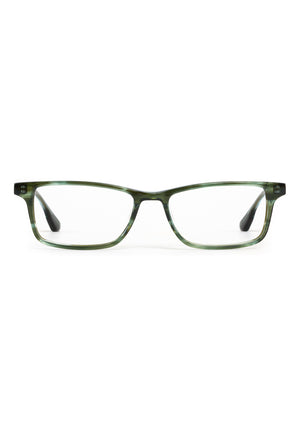 MORGAN | Reed Handcrafted, luxury green tortoise acetate rectangular KREWE eyeglasses 