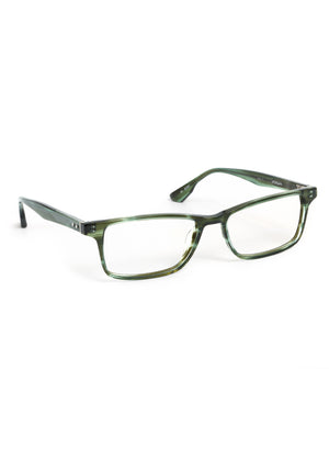 MORGAN | Reed Handcrafted, luxury green tortoise acetate rectangular KREWE eyeglasses 
