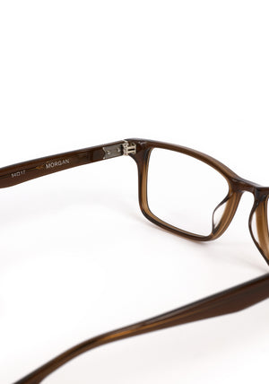 MORGAN | Sumatra Handcrafted, luxury brown acetate rectangular KREWE eyeglasses 