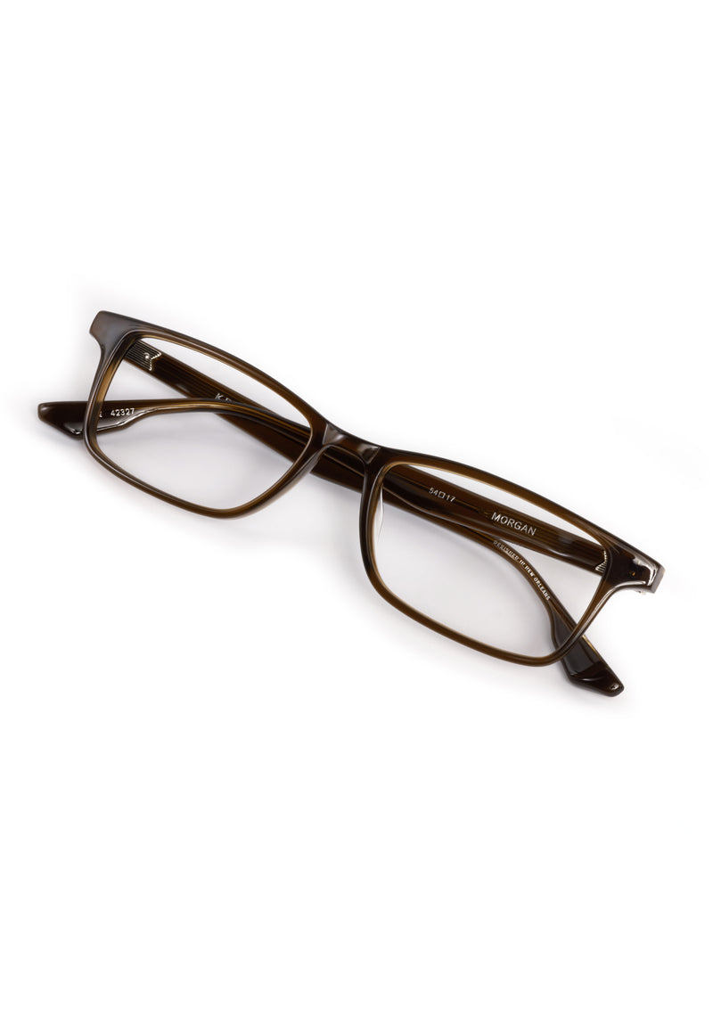 MORGAN | Sumatra Handcrafted, luxury brown acetate rectangular KREWE eyeglasses 