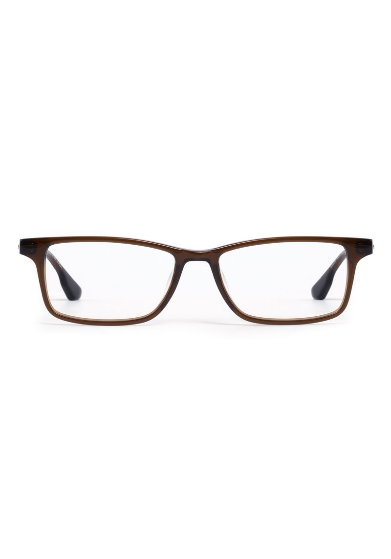 MORGAN | Sumatra Handcrafted, luxury brown acetate rectangular KREWE eyeglasses 