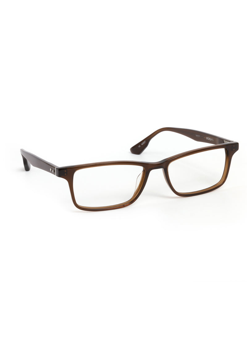 MORGAN | Sumatra Handcrafted, luxury brown acetate rectangular KREWE eyeglasses 