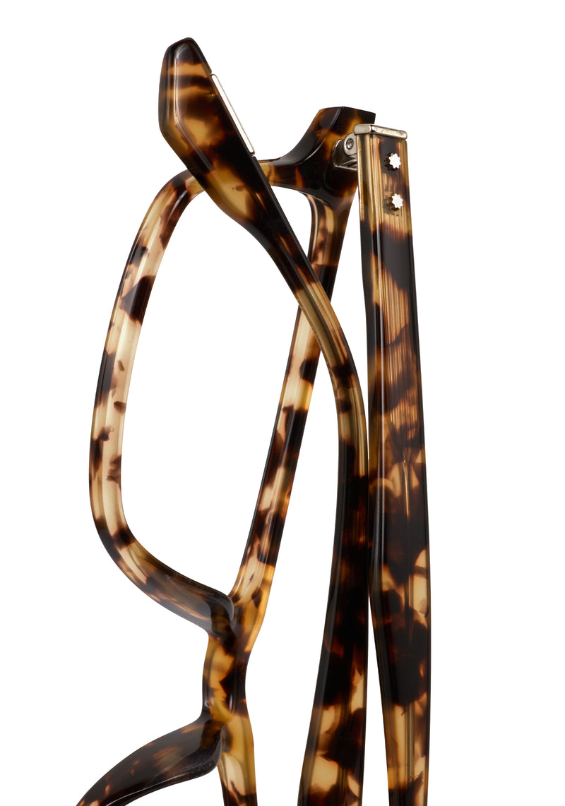 MORGAN | Nikko Tortoise Handcrafted, luxury brown and yellow tortoise acetate rectangular KREWE eyeglasses 