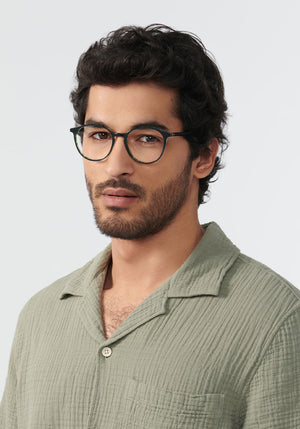 KREWE - MORRO | Grey Ivy Handcrafted, luxury green acetate eyeglasses mens model | Model: Mo