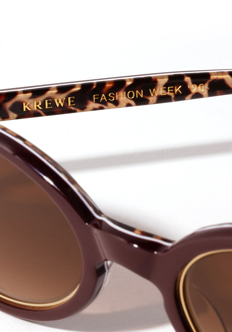 MUSE | Sauvage + 18K Handcrafted, luxury brown acetate and stainless steel small oval KREWE sunglasses womens model