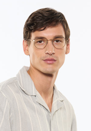 KREWE - NELSON | Matte Black Fade + 18K Handcrafted, luxury 18k stainless steel eyeglasses mens model | Model: Jegor