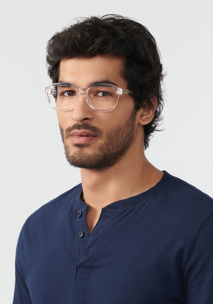 KREWE - NEVILLE | Crystal Handcrafted, luxury clear acetate eyeglasses mens model | Model: Mo