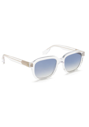 KREWE GLASSES - NEVILLE | Crystal + Custom Vanity Tint handcrafted, luxury clear square eyeglasses with blue tinted lenses