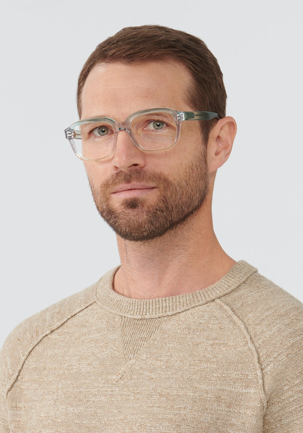 KREWE - NEVILLE | Lagoon Handcrafted, luxury blue acetate eyeglasses mens model | Model: Vince