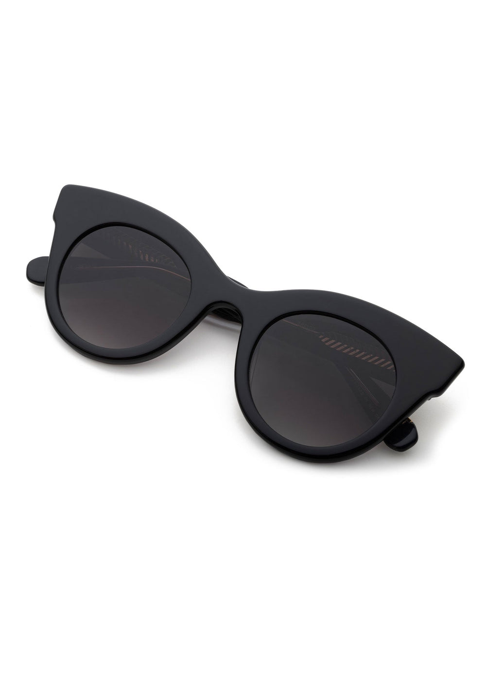KREWE - OLIVIA | Black + Black and Crystal handcrafted, luxury black cat-eye sunglasses
