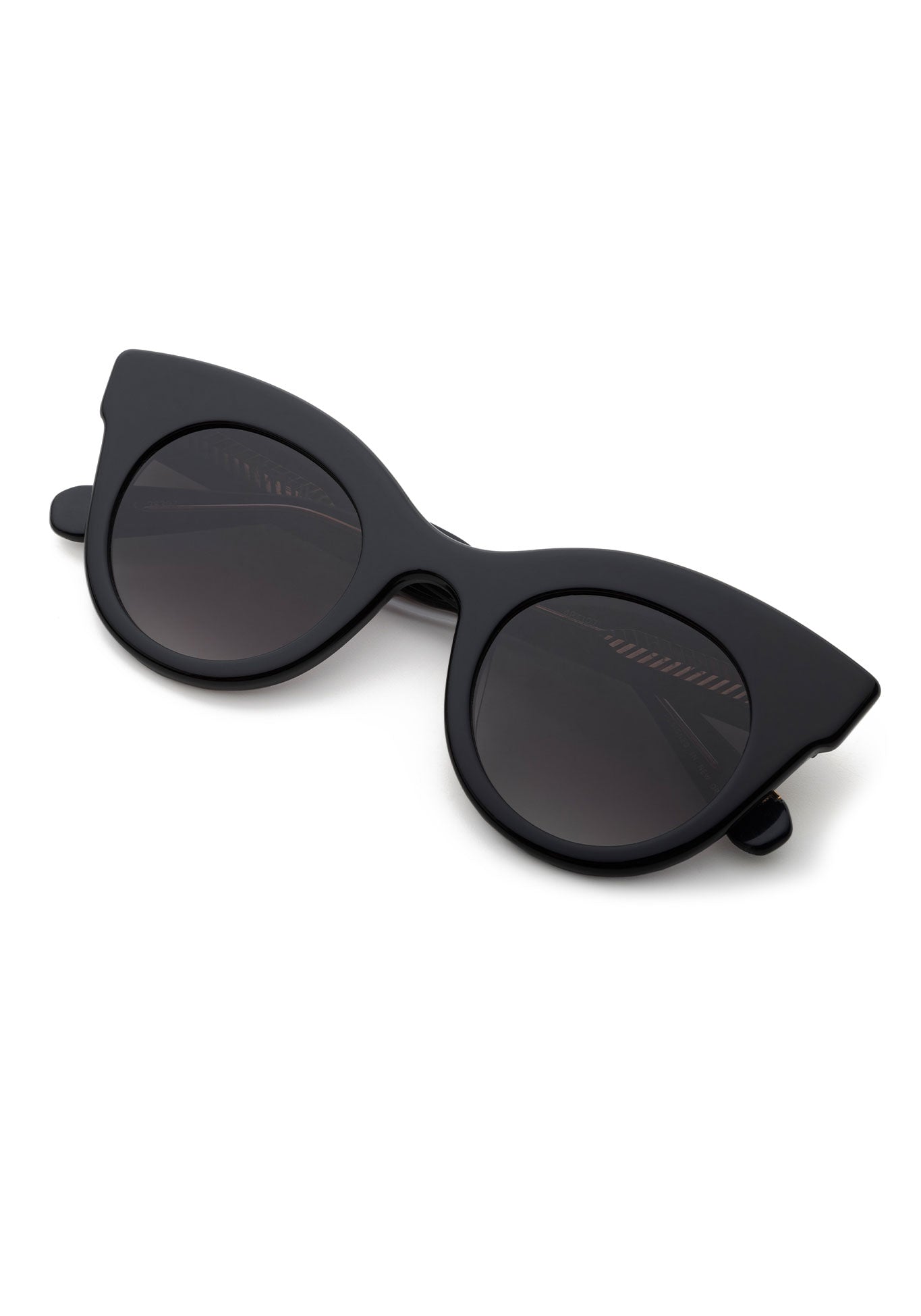 KREWE - OLIVIA | Black + Black and Crystal handcrafted, luxury black cat eye sunglasses