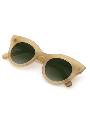 OLIVIA | Chamomile Handcrafted, luxury tan acetate round cat-eye KREWE sunglasses
