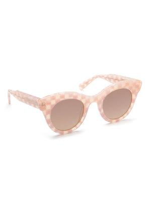 OLIVIA | Plaid Mirrored handcrafted, luxury pink checkered cat eye sunglasses