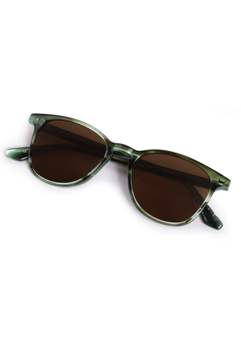 OLIVIER | Reed Handcrafted, luxury green tortoise acetate round KREWE sunglasses
