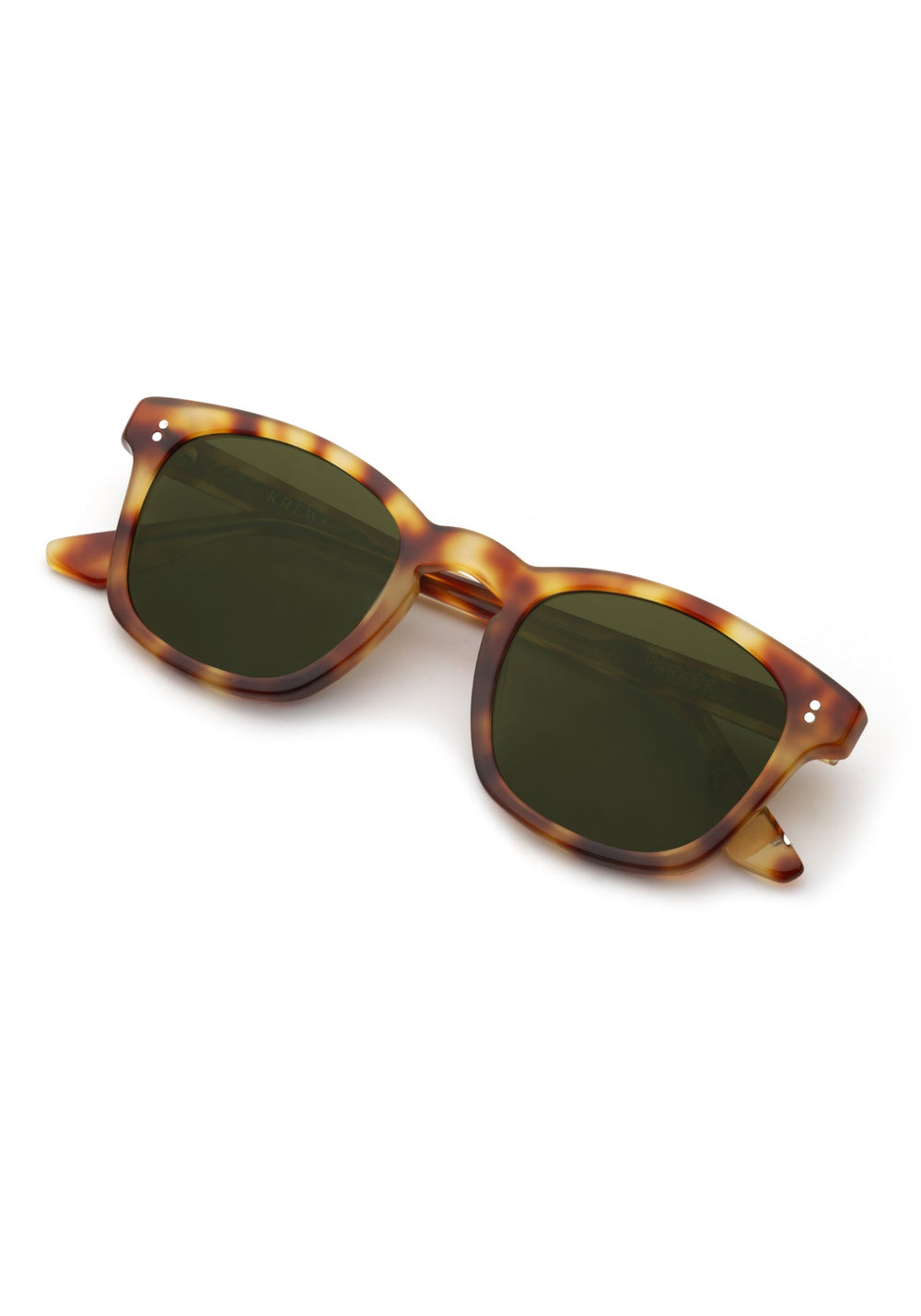 PARKER | Hawksbill Polarized Handcrafted, luxury brown tortoise acetate square wayfarer polarized KREWE sunglasses