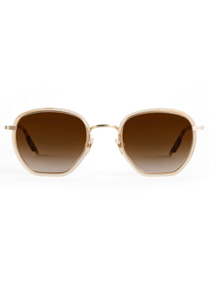 PEYTON | 12K Titanium + Champagne and Iberia Handcrafted, luxury champagne yellow acetate and titanium geometric KREWE sunglasses 