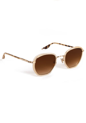 PEYTON | 12K Titanium + Champagne and Iberia Handcrafted, luxury champagne yellow acetate and titanium geometric KREWE sunglasses 