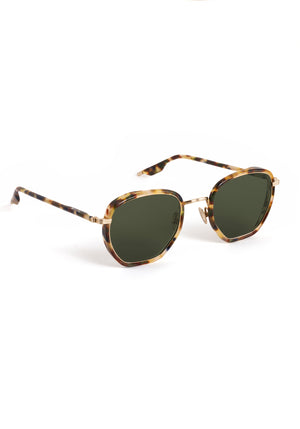 PEYTON | 12K Titanium + Tuscan Tortoise Handcrafted, luxury dark multicolored tortoise acetate and titanium geometric KREWE sunglasses 