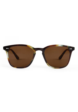 PIERCE | Blue Havana Handcrafted, luxury brown and blue tortoise acetate square KREWE sunglasses 
