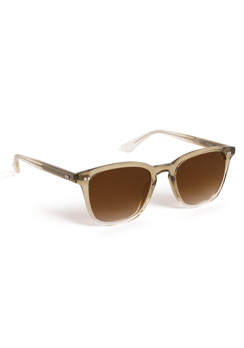 PIERCE | Sandstone Handcrafted, luxury beige and clear acetate square  KREWE sunglasses 