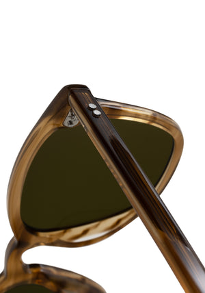 PIERCE | Umber Polarized Handcrafted, luxury light brown acetate square polarized KREWE sunglasses womens model