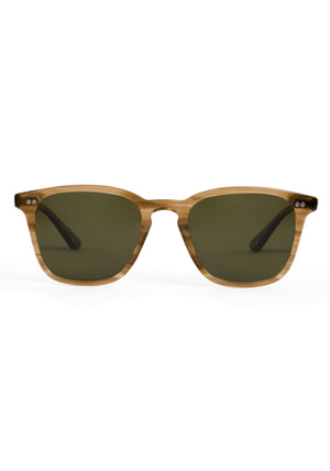 PIERCE | Umber Polarized Handcrafted, luxury light brown acetate square polarized KREWE sunglasses 