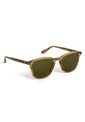 PIERCE | Umber Polarized Handcrafted, luxury light brown acetate square polarized KREWE sunglasses 