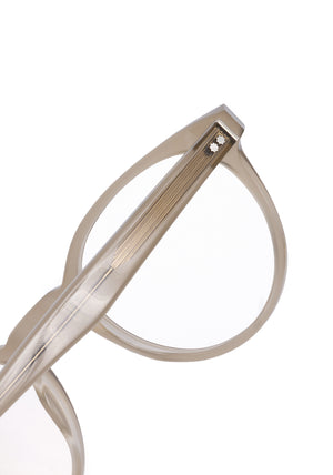 QUINN | Mirage Handcrafted, luxury grey acetate round KREWE eyeglasses 
