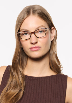 KREWE - RAMONA | Plume Handcrafted, luxury brown iridescent tortoise acetate KREWE optical womens model | Model: Isa