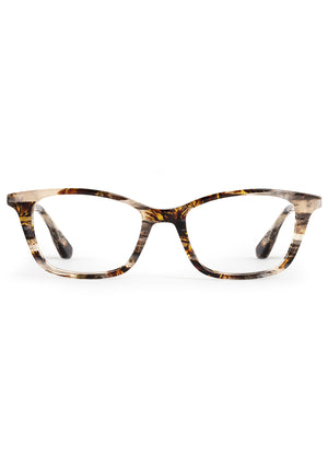 KREWE - RAMONA | Plume Handcrafted, luxury brown iridescent tortoise acetate KREWE optical