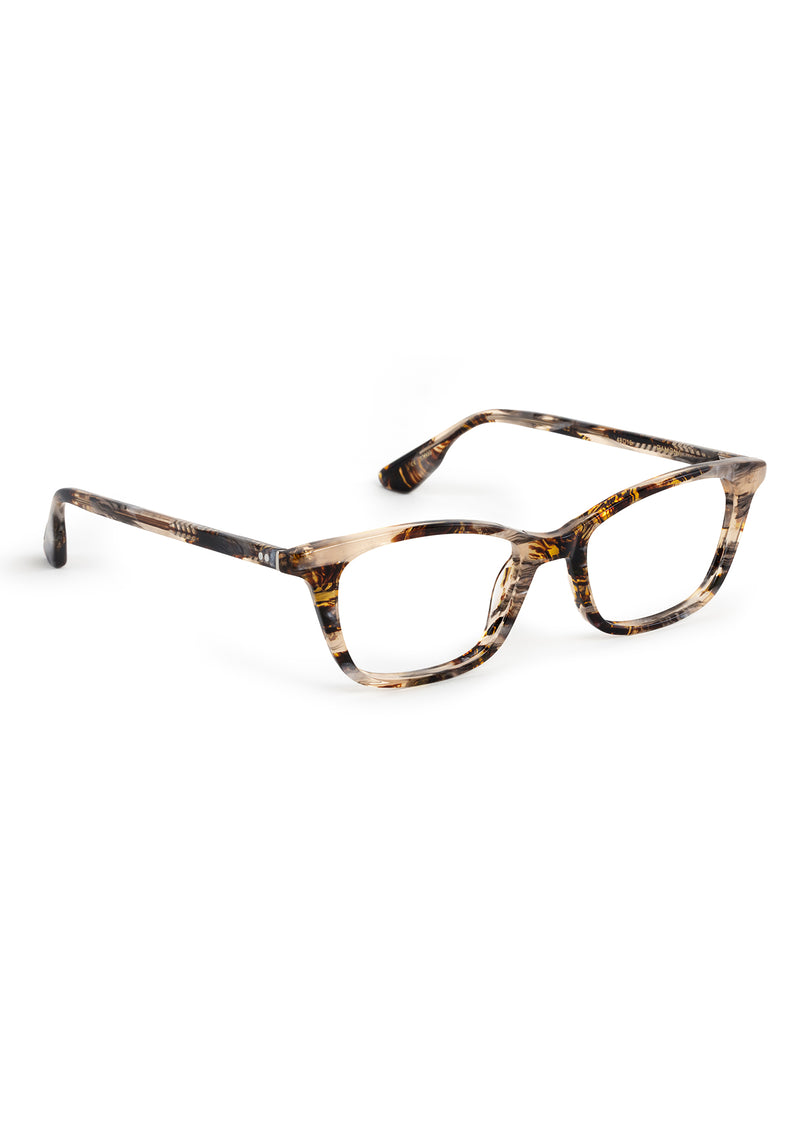 KREWE - RAMONA | Plume Handcrafted, luxury brown iridescent tortoise acetate KREWE optical