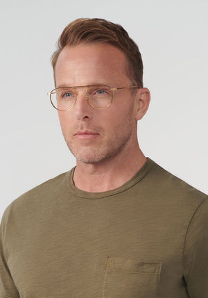 KREWE RAMPART OPTICAL | 18K + Matte Black Fade + Crystal Handcrafted, Designer Metal Eyeglasses mens model | Model: Tim