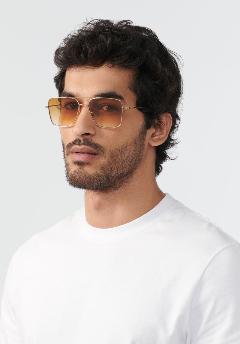 REYNOLDS | 12K Titanium + Custom Vanity Tint, luxury 12k vanity tinted KREWE Sunglasses mens model | Model: Mo