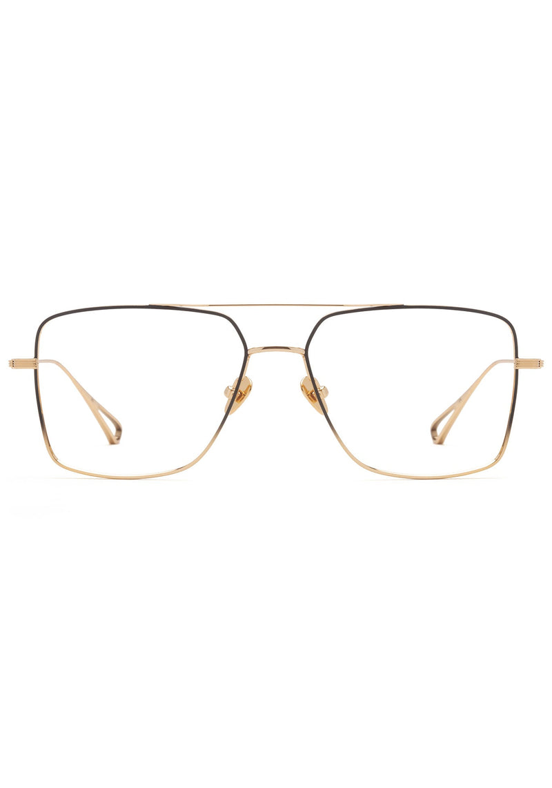 KREWE GLASSES - REYNOLDS | Matte Black Fade + 18K Titanium handcrafted, luxury 18K Gold metal aviator glasses