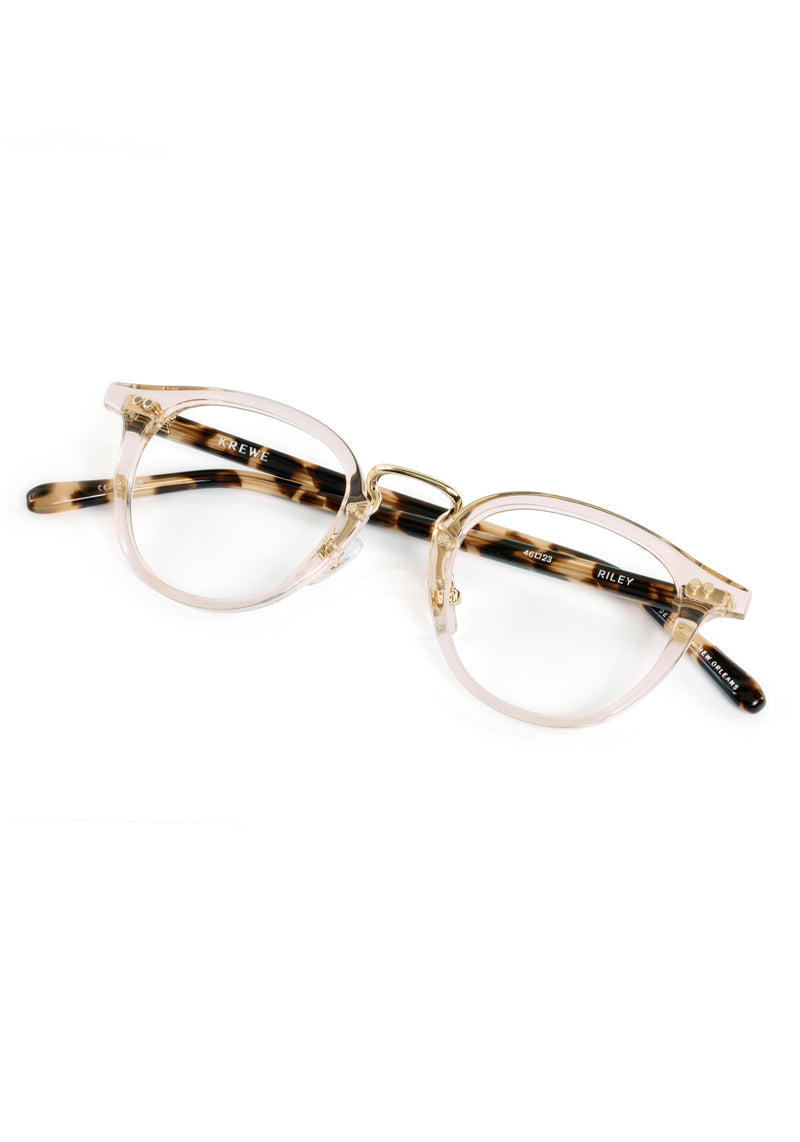 RILEY | Buff Handcrafted, luxury clear acetate round KREWE eyeglasses with 12K stainless steel hardware