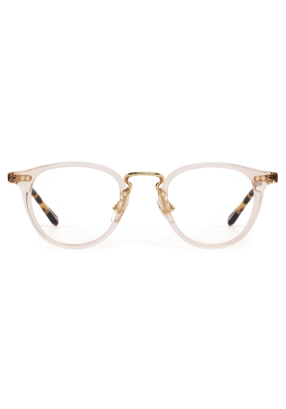 RILEY | Buff Handcrafted, luxury clear acetate round KREWE eyeglasses with 12K stainless steel hardware