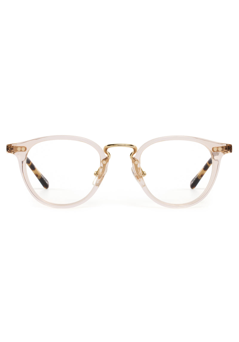 RILEY | Buff Handcrafted, luxury clear acetate round KREWE eyeglasses with 12K stainless steel hardware