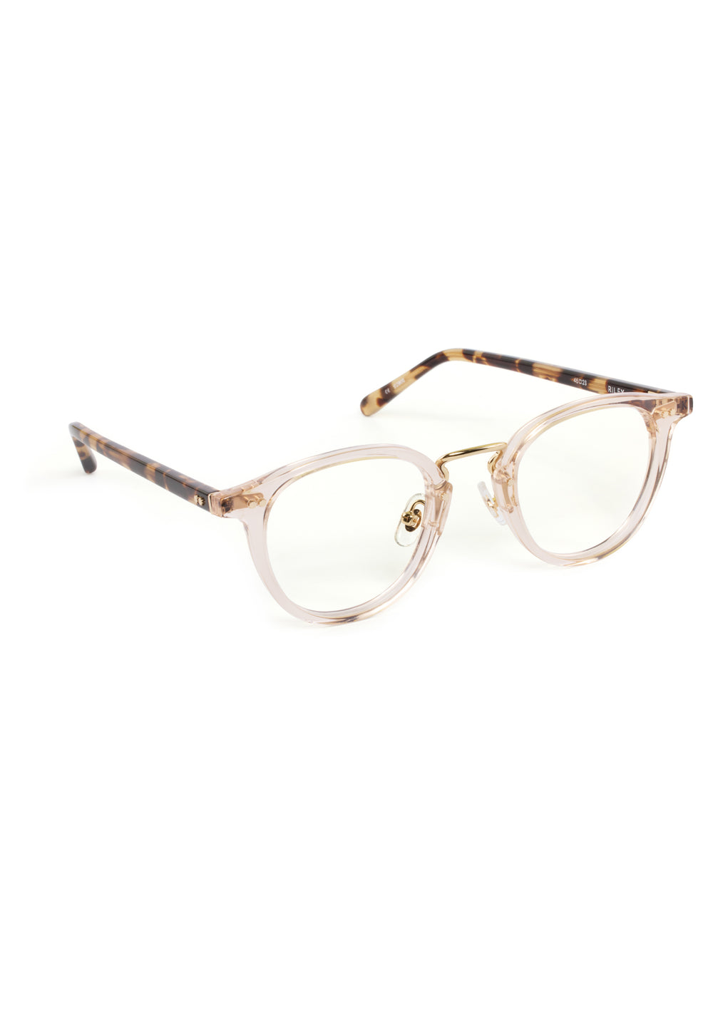 RILEY | Buff Handcrafted, luxury clear acetate round KREWE eyeglasses with 12K stainless steel hardware