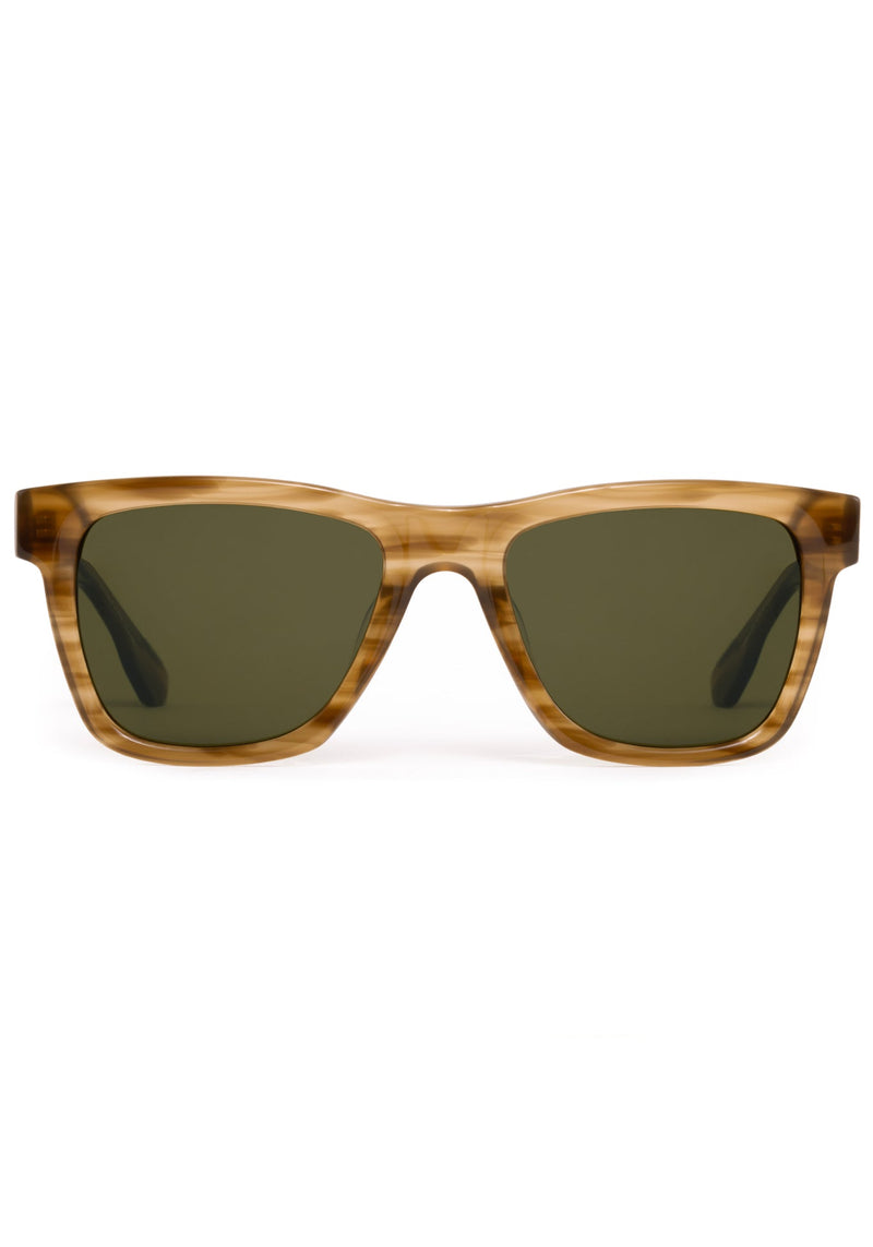 RORY | Umber Handcrafted, luxury tan brown acetate large square rectangular KREWE sunglasses 