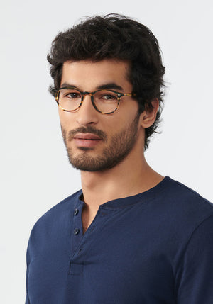 KREWE - ROWAN | Oak Handcrafted, Luxury Brown Acetate Eyeglasses mens model | Model: Mo
