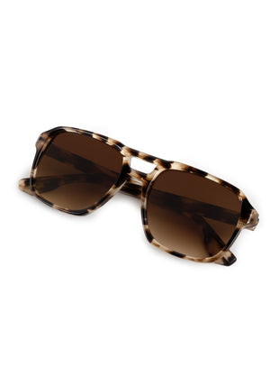 RYDER | Blonde Venezia Handcrafted, luxury brown tortoise acetate large rectangular aviator KREWE sunglasses